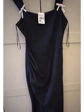 Quiz black Diamante Bow Maxi Dress size 12